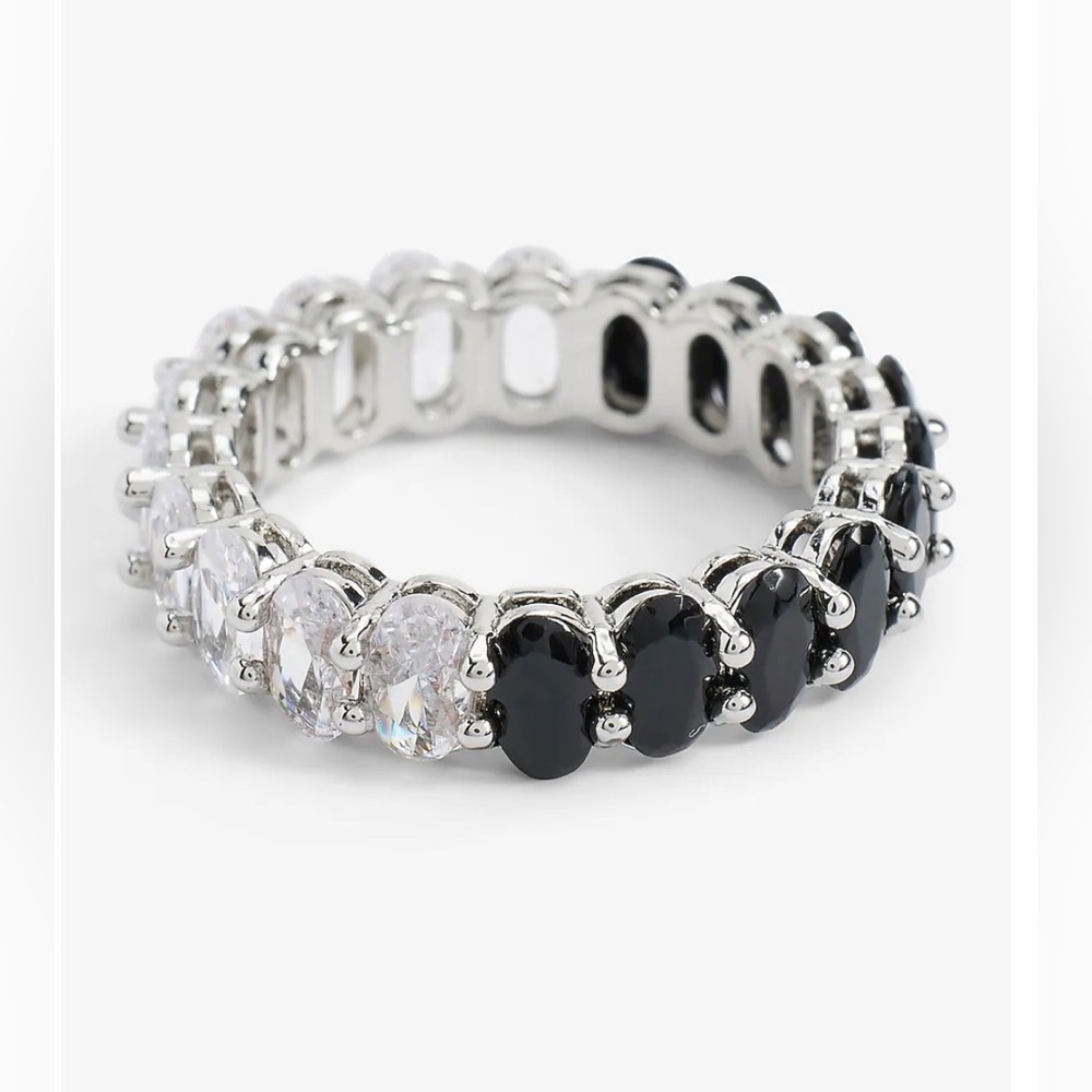 Express black and clear stone ring